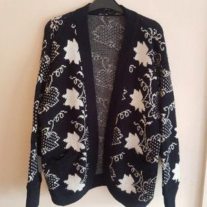 Womens Black and White Cardigan